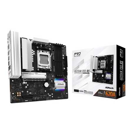 ASRock A620AM PRO RS AMD Socket Motherboard, 4 x DDR5 DIMM Slots, 1 x M.2 Socket (Key E), 2 x USB 3.2 Type-C, 2.5G LAN, 1 x HDMI