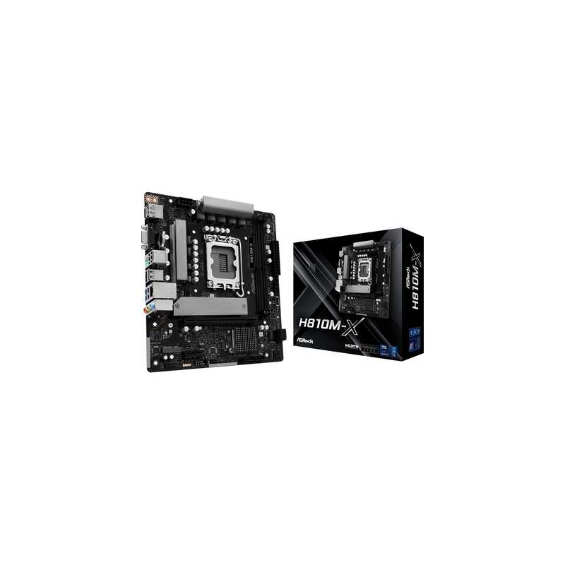 ASRock H810M-X Intel Socket Motherboard, 2 x DDR5 DIMM Slots, 1 x M.2 Socket (Key E), 1 x USB 3.2 Type-C, 2.5G LAN, 1 x HDMI Por