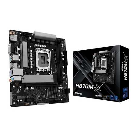 ASRock H810M-X Intel Socket Motherboard, 2 x DDR5 DIMM Slots, 1 x M.2 Socket (Key E), 1 x USB 3.2 Type-C, 2.5G LAN, 1 x HDMI Por