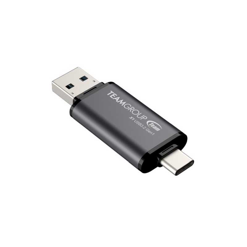Team 256GB X1 USB-A & USB-C 3.2 Gen1 Memory Pen, 100MB/s, Aluminium Alloy