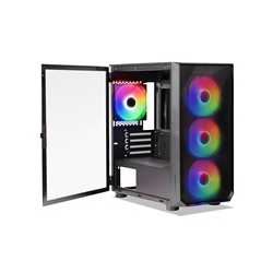 Tecware Forge M Omni Micro-ATX Case - Key-Lockable Tempered Glass, High-Airflow Mesh Front, 4 x 120mm Fans Pre-Installed, mATX/I