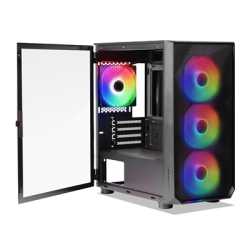 Tecware Forge M Omni Micro-ATX Case - Key-Lockable Tempered Glass, High-Airflow Mesh Front, 4 x 120mm Fans Pre-Installed, mATX/I