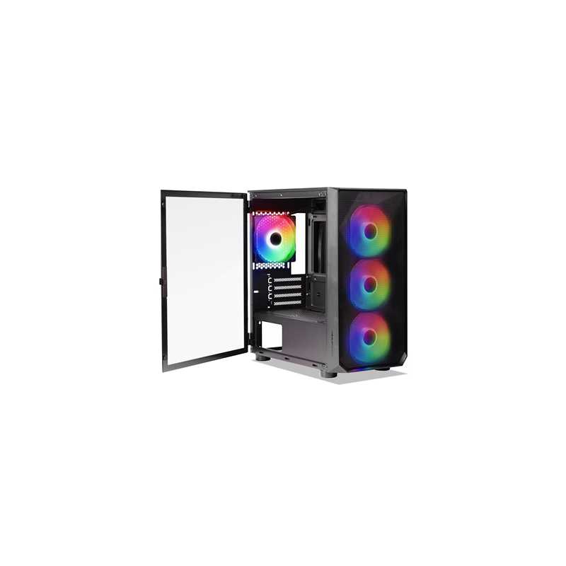 Tecware Forge M Omni Micro-ATX Case - Key-Lockable Tempered Glass, High-Airflow Mesh Front, 4 x 120mm Fans Pre-Installed, mATX/I