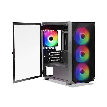 Tecware Forge M Omni Micro-ATX Case - Key-Lockable Tempered Glass, High-Airflow Mesh Front, 4 x 120mm Fans Pre-Installed, mATX/I