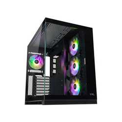 Tecware VXL EVO ARGB ATX Mid-Tower PC Case - Black, Dual-Chamber Design, 4 x 120mm ARGB Fans Pre-Installed, Infinity Glass Panel
