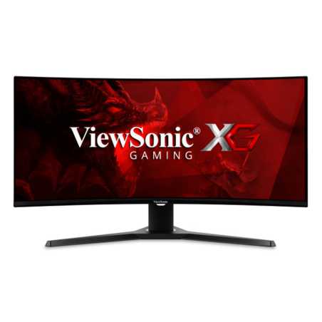 Viewsonic VX3418-2KPC 34 Inch Curved Gaming Monitor, UWQHD, HDMI, Display Port, 180Hz, 1ms, Freesync, Speakers, Height Adjustabl