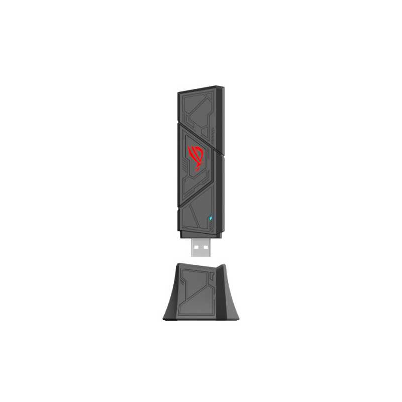 Asus (ROG USB-BE92) BE6500 Tri-Band Wi-Fi 7 USB Adapter, USB Type A & C, 4096-QAM, MLO, WPA3 Security, OFDMA, MU-MIMO, Cradle