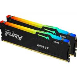 Kingston FURY Beast KF552C40BBAK2-32 Gaming System Memory, DIMM, DDR5, 5200MHz, RGB, 32GB (2 x 16Gb), Black Heatsink, 288 Pin, 1