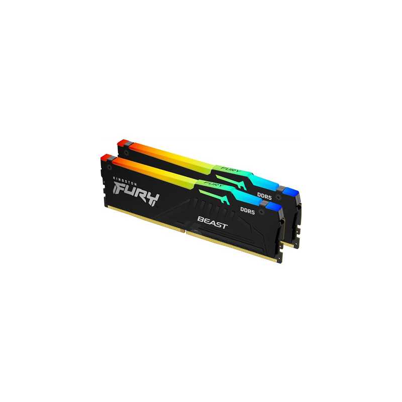 Kingston FURY Beast KF552C40BBAK2-32 Gaming System Memory, DIMM, DDR5, 5200MHz, RGB, 32GB (2 x 16Gb), Black Heatsink, 288 Pin, 1