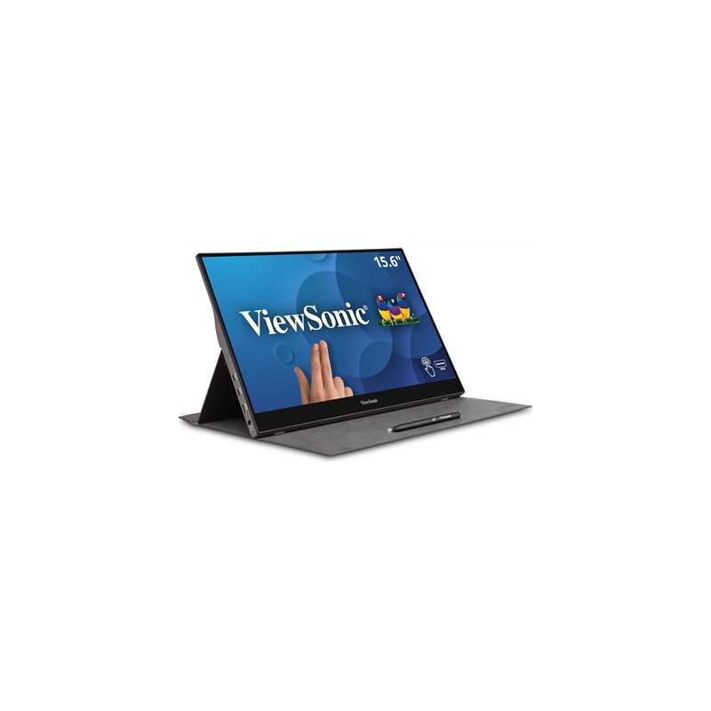 Viewsonic TD1655 16-Inch USB-C Multi-Touch, IPS Portable Monitor, 1920x1080, 60Hz, Mini HDMI, Speakers, 6.5ms, Metallic with Fol