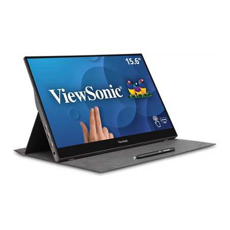 Viewsonic TD1655 16-Inch USB-C Multi-Touch, IPS Portable Monitor, 1920x1080, 60Hz, Mini HDMI, Speakers, 6.5ms, Metallic with Fol