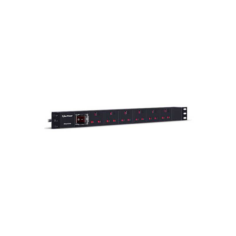 CyberPower PDU11310 Basic Power Distribution Unit, 1U Vertical/Horizontal Rackmount, 6 Outlets, Aluminium Housing
