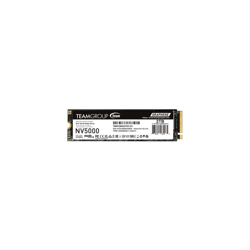 Team NV5000 (TM8FGM002T0C101) 2TB M.2 Interface, PCIe Gen4x4 with NVMe, 2280, Read 4500MB/s, Write 1900MB/s, 3 Year Warranty