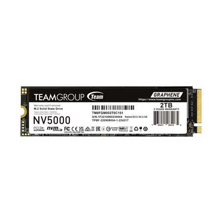 Team NV5000 (TM8FGM002T0C101) 2TB M.2 Interface, PCIe Gen4x4 with NVMe, 2280, Read 4500MB/s, Write 1900MB/s, 3 Year Warranty