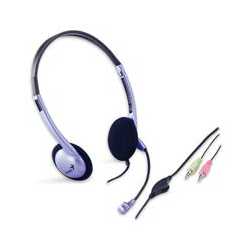 Genius HS-02B Lightweight Headset with Mic, 3.5mm Connection, Plug and Play, Adjustable Headband and microphone with In-line Vol
