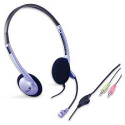 Genius HS-02B Lightweight Headset with Mic, 3.5mm Connection, Plug and Play, Adjustable Headband and microphone with In-line Vol