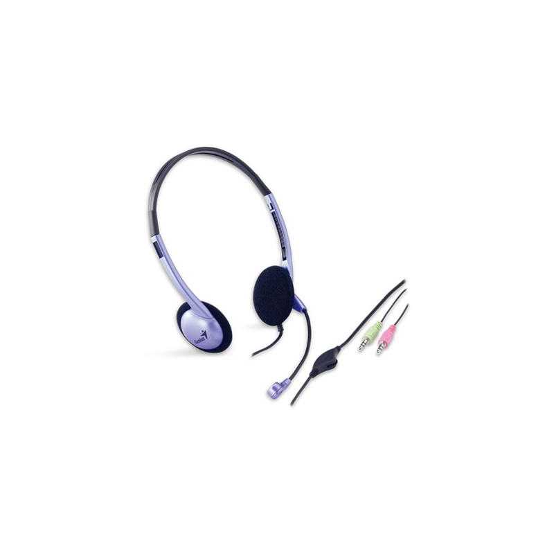 Genius HS-02B Lightweight Headset with Mic, 3.5mm Connection, Plug and Play, Adjustable Headband and microphone with In-line Vol