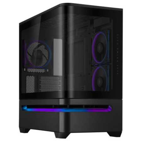 Asus Prime AP202 ARGB Gaming Case w/ Curved Glass Panel, Micro ATX, 3x ARGB Fans, ARGB Light Band, 420mm GPU Support, USB-C 20Gb