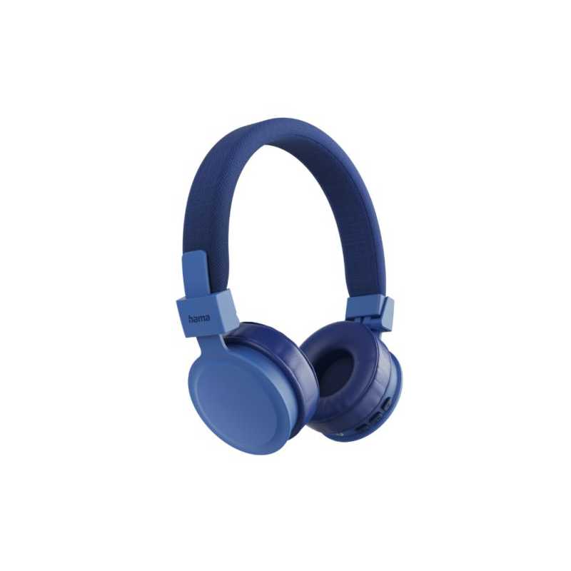 Hama (Freedom Lit III) Bluetooth Headset w/ Mic, 3.5mm Jack/USB-C, Foldable, Up to 15hrs Battery, Blue