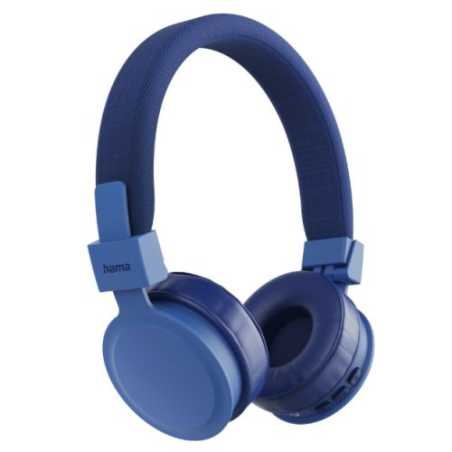 Hama (Freedom Lit III) Bluetooth Headset w/ Mic, 3.5mm Jack/USB-C, Foldable, Up to 15hrs Battery, Blue