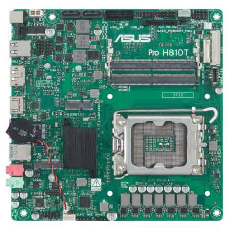 Asus PRO H810T-CSM - Corporate Stable Model, Intel H810, 1851, Thin Mini ITX, 2 DDR5 SO-DIMM, HDMI, DP, LVDS, GB LAN, 19v DC in,