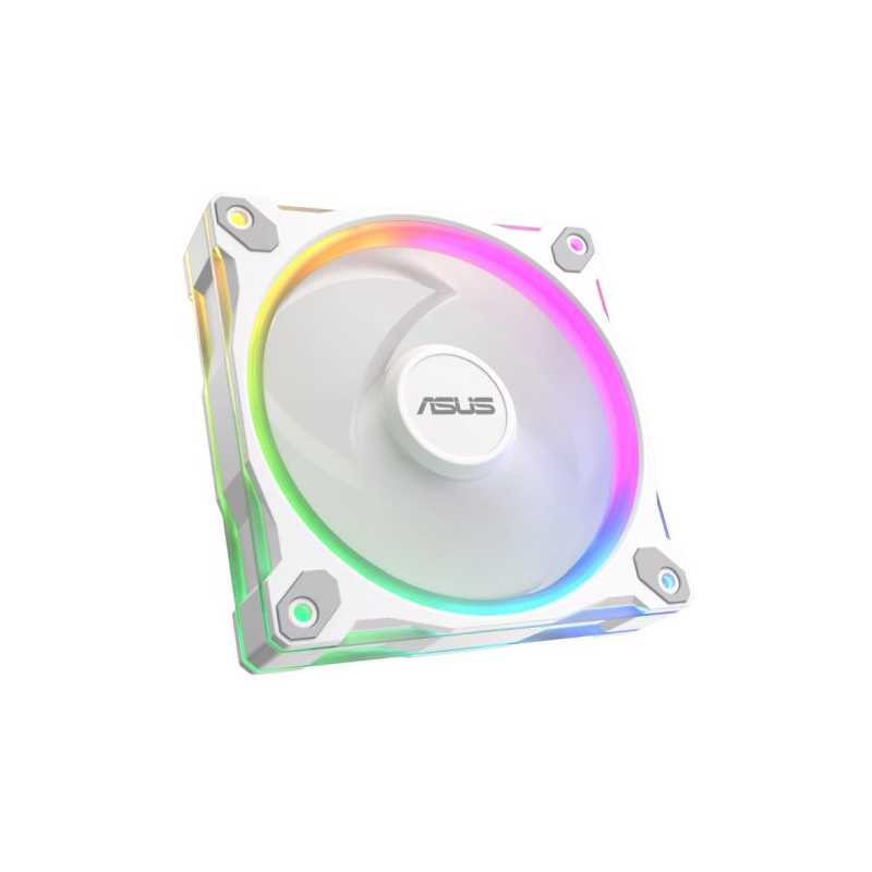 Asus Prime MR120 ARGB Reverse Blade 12cm PWM Case Fan, Sleeve Bearing, 28mm Frame, Dual-Sided Lighting, 1600 RPM, White