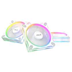 Asus Prime MR120 ARGB Reverse Blade 12cm PWM Case Fans (3 Pack), Sleeve Bearing, 28mm Frame, Dual-Sided Lighting, 1600 RPM, Whit