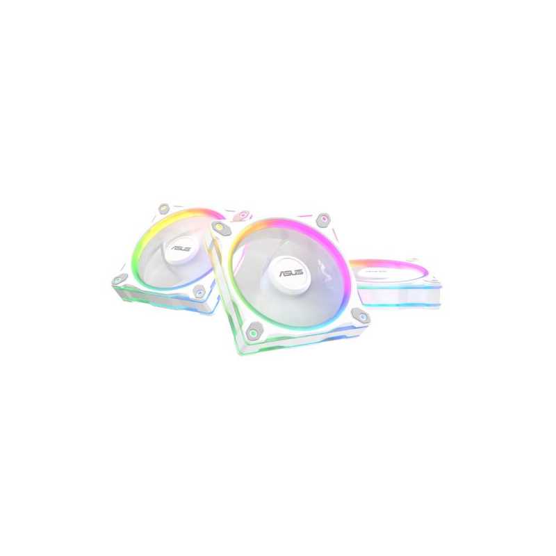 Asus Prime MR120 ARGB Reverse Blade 12cm PWM Case Fans (3 Pack), Sleeve Bearing, 28mm Frame, Dual-Sided Lighting, 1600 RPM, Whit