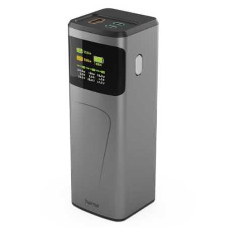 Hama High Power 150W 24000mAh Power Pack, 2x USB-C, USB-A, Fast Charging, Colour Display