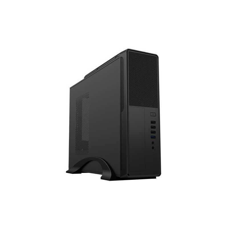 CiT S014C Micro ATX Slim Desktop Case, 300W PSU, Mesh Front, 80mm Fan, USB-C, Black