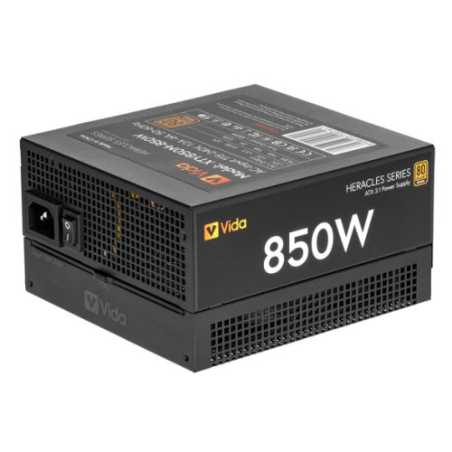 Vida 850W Heracles Black ATX 3.1 Gaming PSU, 80+ Bronze, 140mm Ultra-Quiet FDM Fan, Flat Black Cables, PCIe 5.1, Power Lead Not 