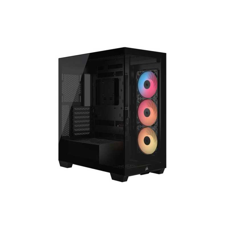 Corsair 3500X RS-R ARGB Gaming Case w/ Glass Side & Front, E-ATX, 3x Reverse ARGB Fans, USB-C, Asus BTF Compatible, Black