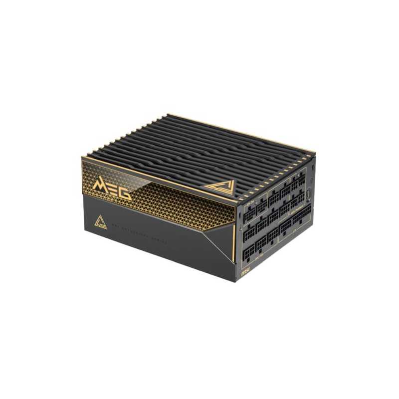 MSI 1600W (MEG Ai1600T PCIE5) ATX 3.1 PSU, Fully Modular, Tri-certified Titanium, Dual 12V-2x6, Full Digital Design, PCIe 5.1, R