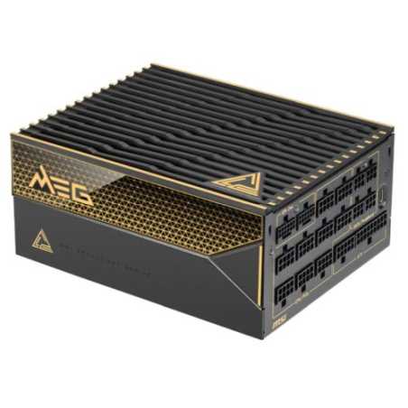 MSI 1600W (MEG Ai1600T PCIE5) ATX 3.1 PSU, Fully Modular, Tri-certified Titanium, Dual 12V-2x6, Full Digital Design, PCIe 5.1, R