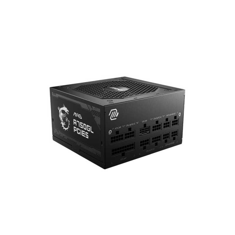 MSI 750W (MAG A750GL PCIE5) ATX 3.1 PSU, Fully Modular, 80+/Cybenetics Gold, LLC Full-Bridge, PCIe 5.1