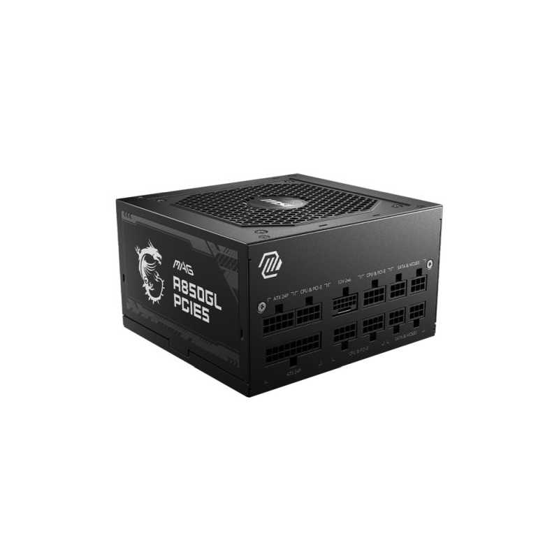 MSI 850W (MAG A850GL PCIE5) ATX 3.1 PSU, Fully Modular, 80+/Cybenetics Gold, LLC Full-Bridge, PCIe 5.1