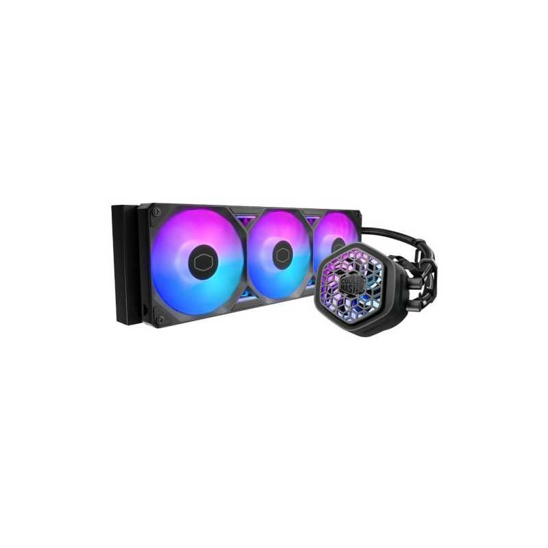 Cooler Master MasterLiquid 360 Atmos II VRM Fan ARGB Liquid CPU Cooler, 360mm, Dual Chamber Design, Low Profile Pump, Black