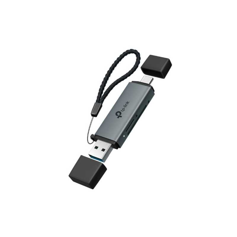 TP-LINK (UA430D) External USB 3.0 Type-C & A to SD/microSD 3.0 Card Reader, Dual Card Reading/Writing, Aluminium