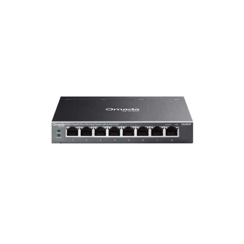 TP-LINK (ES208GP) Omada 8-Port Gigabit Easy Managed Switch with 8-Port PoE+, Fanless, Metal Casing