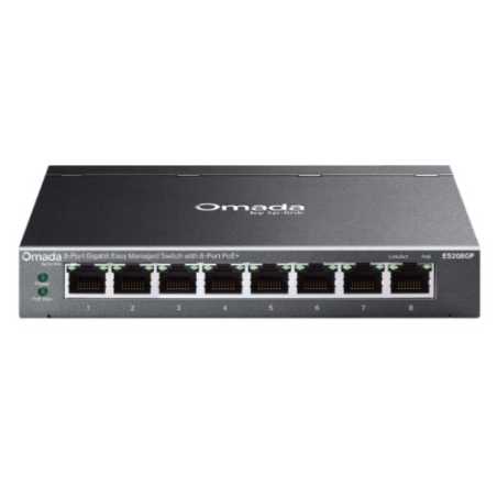 TP-LINK (ES208GP) Omada 8-Port Gigabit Easy Managed Switch with 8-Port PoE+, Fanless, Metal Casing