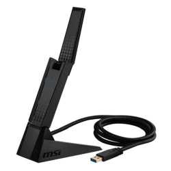 MSI (GUAXE54) AXE5400 Wi-Fi 6E Wireless USB Adapter, Tri-Band, USB 3.0, Beamforming, Adjustable Antenna, WPA3, Cradle