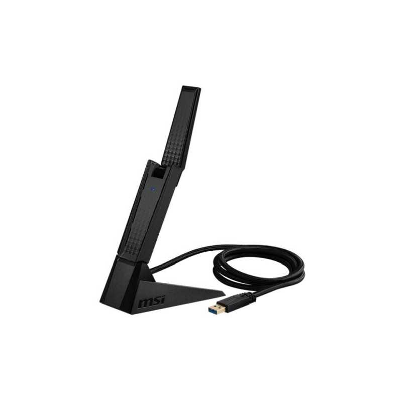 MSI (GUAXE54) AXE5400 Wi-Fi 6E Wireless USB Adapter, Tri-Band, USB 3.0, Beamforming, Adjustable Antenna, WPA3, Cradle