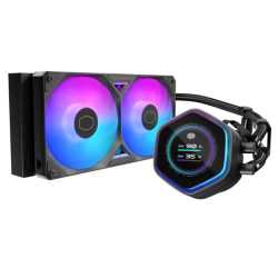 Cooler Master MasterLiquid 240 Atmos II LCD ARGB Liquid CPU Cooler, 240mm, Dual Chamber Design, Customisable LCD, Low Profile Pu