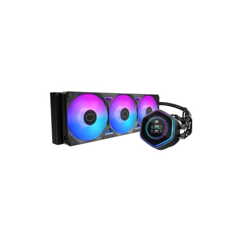 Cooler Master MasterLiquid 360 Atmos II LCD ARGB Liquid CPU Cooler, 360mm, Dual Chamber Design, Customisable LCD, Low Profile Pu