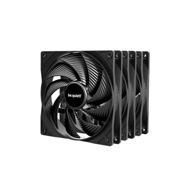 Be Quiet! BL138 Pure Wings 3 PWM High Speed 140mm Case Fans (3 Pack), Rifle Bearing, 1800 RPM, Black