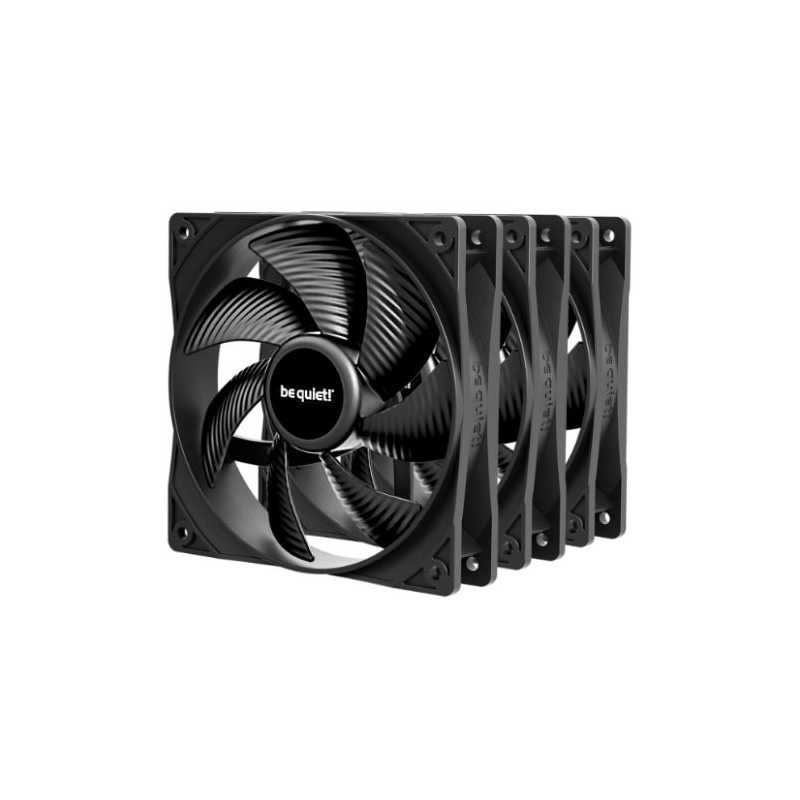 Be Quiet! BL141 Pure Wings 3 120mm PWM Case Fans (3 Pack), Rifle Bearing, 1600 RPM, Black