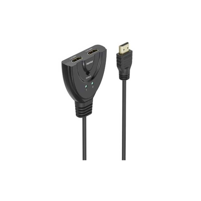 Hama 2x1 4K HDMI 2.0 Switch, 2 Inputs, 1 Output, Toggle Switch, Plug and Play, LED Indicators