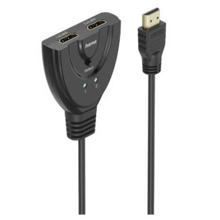Hama 2x1 4K HDMI 2.0 Switch, 2 Inputs, 1 Output, Toggle Switch, Plug and Play, LED Indicators