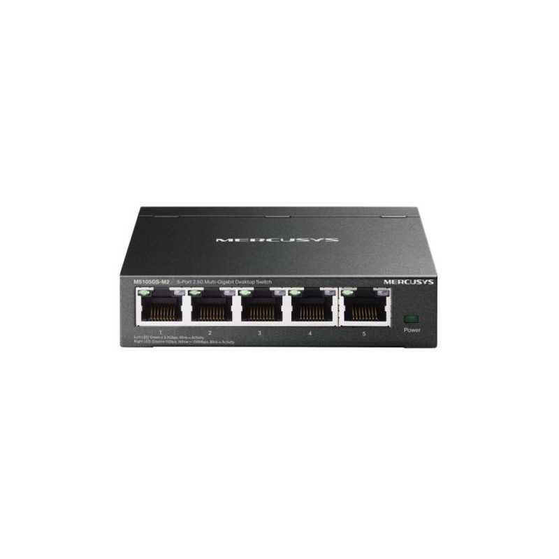 Mercusys (MS105GS-M2) 5-Port 2.5G Multi-Gigabit Desktop Switch, 5x 2.5G Ports, Fanless, Metal Casing