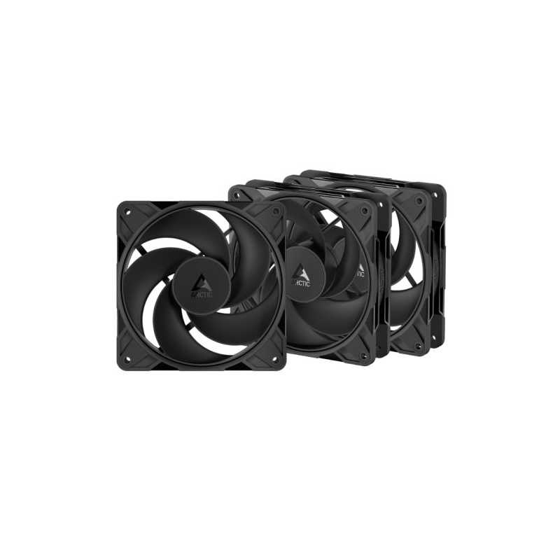 ARCTIC P12 Pro 120mm PWM Reverse Blade Case Fans w/ Cable Splitters (3 Pack), Fluid Dynamic Bearing, 500-3000 RPM, Black